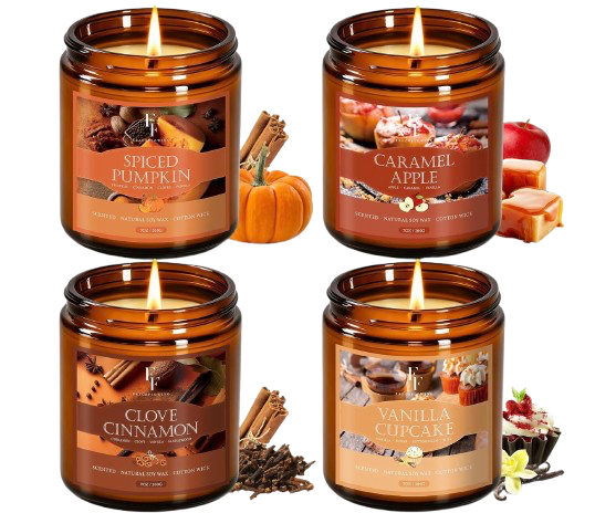 Natural Soy Wax Fall Scented Candles Set